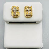 Genuine 10KT Gold & 0.23 CTW Square with Cross Symbol Diamond Earrings