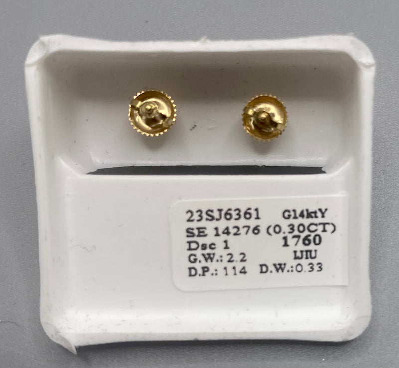 Genuine 10 KT Gold Diamond Earrings 0.30 CTW