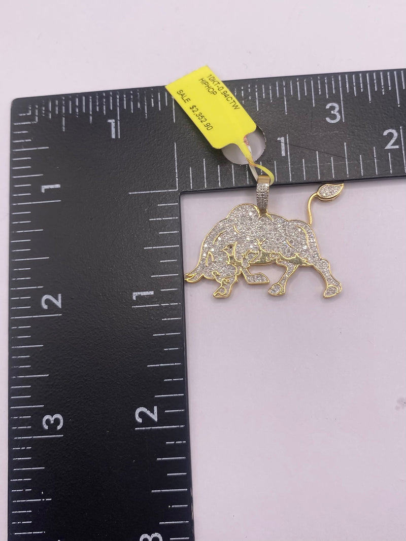 Real 10KT Gold with 0.94 CTW Diamond “Bull” Charm