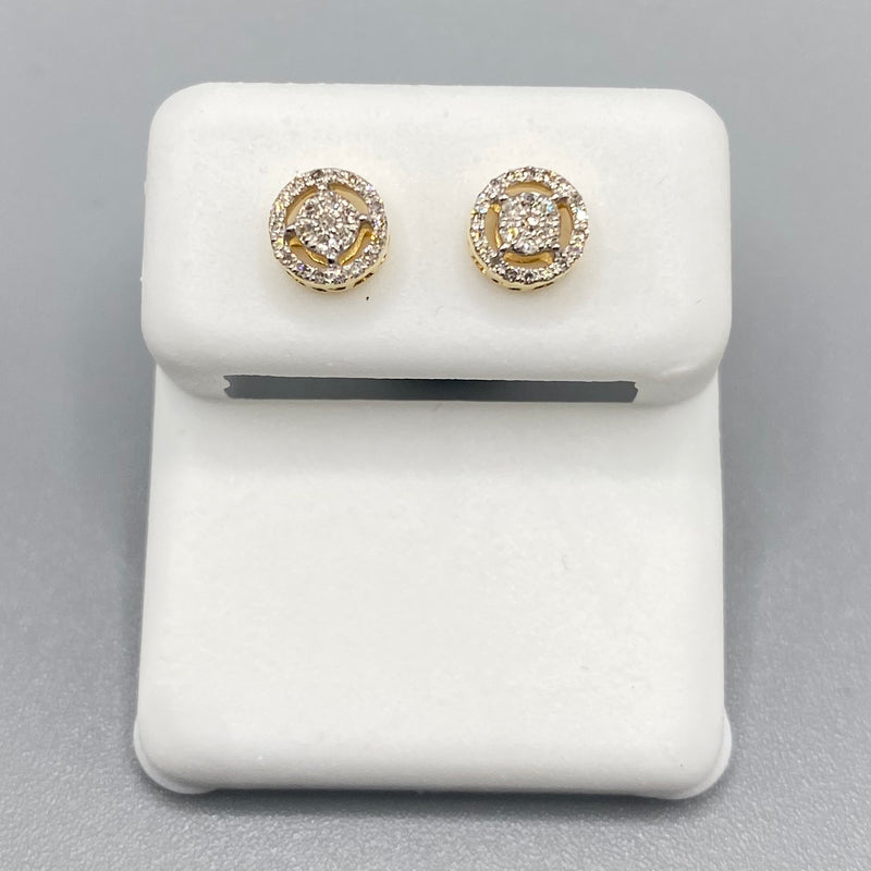 Genuine 10KT Gold & 0.1 CTW Circle Diamond Earrings