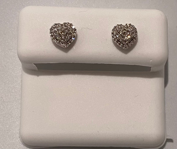 Genuine 10KT Gold 0.24 CTW heart Diamond Earrings