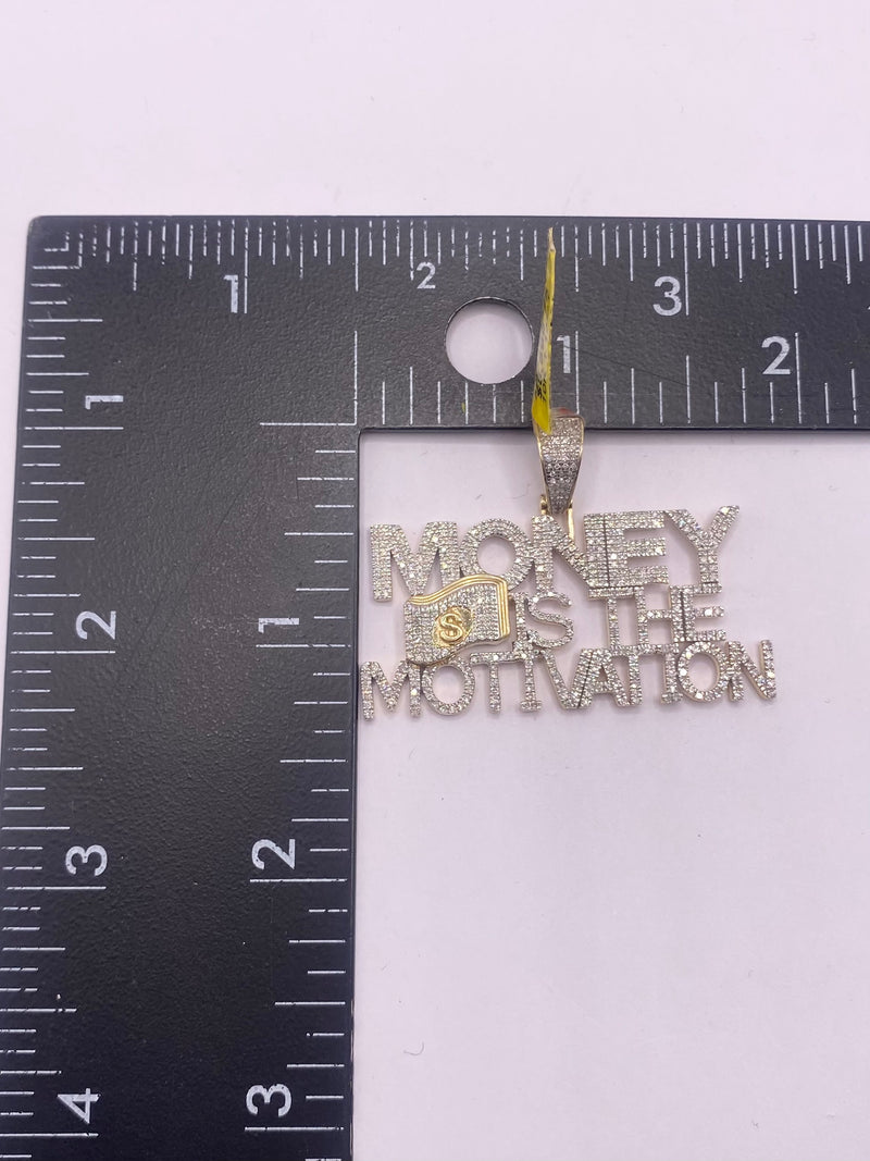 Real 10KT Gold and 1.13CTW Diamond Mens “Money is the Motivation” Charm