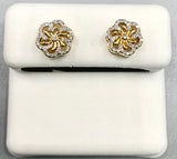 Genuine 10KT Gold 0.14 Flower shaped Diamond Earrings