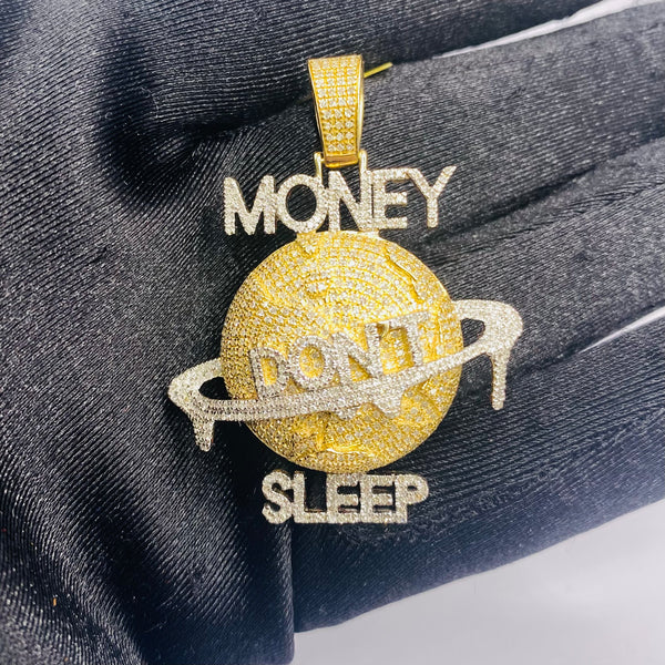 Real 10KT Gold with 1.43 CTW Diamond “Money Don’t Sleep” Charm