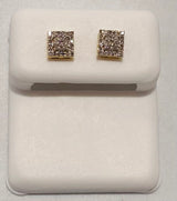 Genuine 10KT Gold 0.1 CTW Square Diamond Earrings