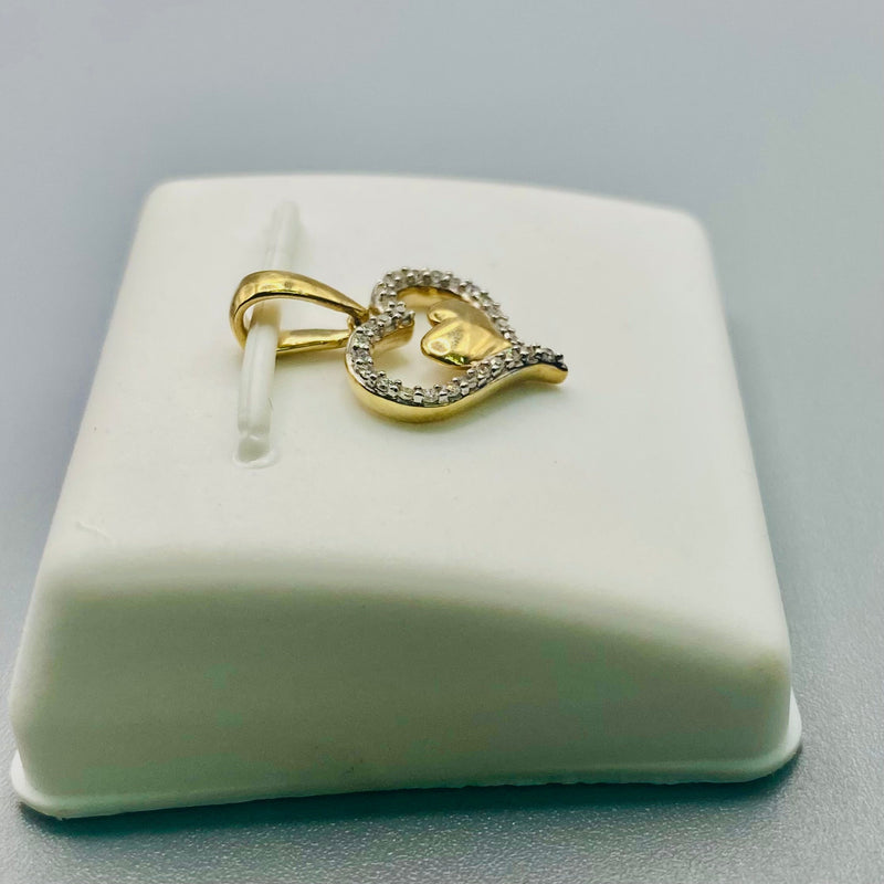 Genuine 10kt Gold & Diamond (0.08 CTW) Heart shaped Charm