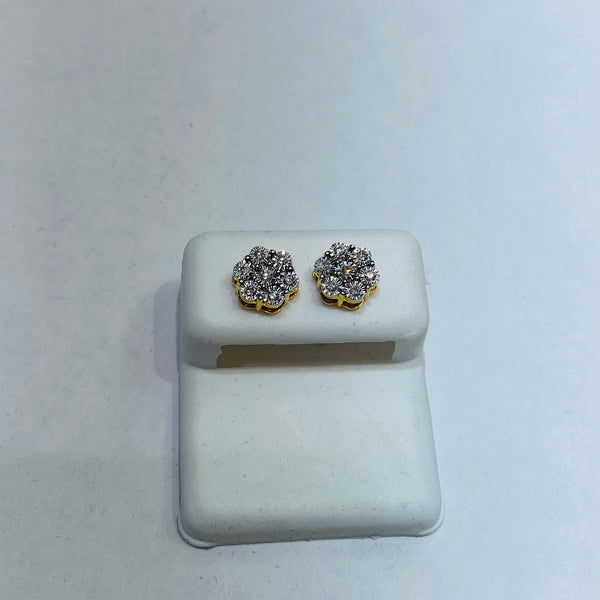 Real 10KT Gold & 0.14CTW Diamond Earrings