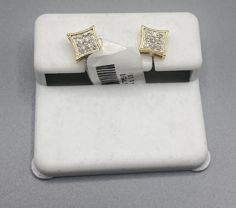 Genuine 10 KT Gold Diamond Earrings 0.125 CTW