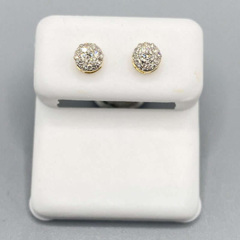 Genuine 10KT Gold & 0.15 CTW Circle Diamond Earrings