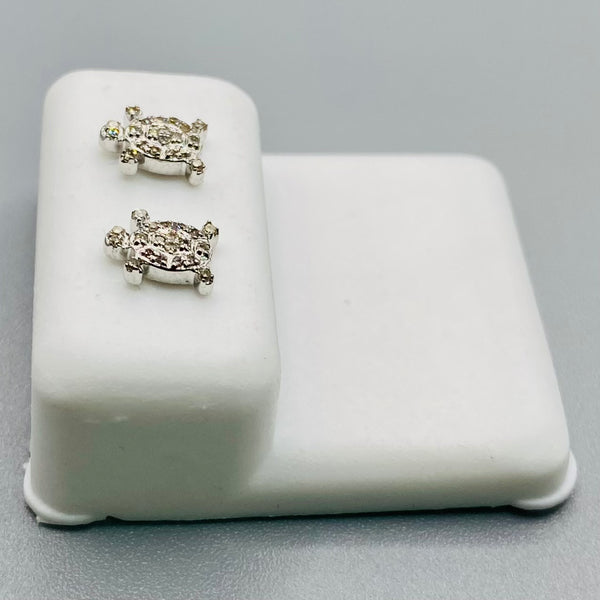 Genuine 10KT Gold 0.11 CTW Turtle shaped Diamond Earrings