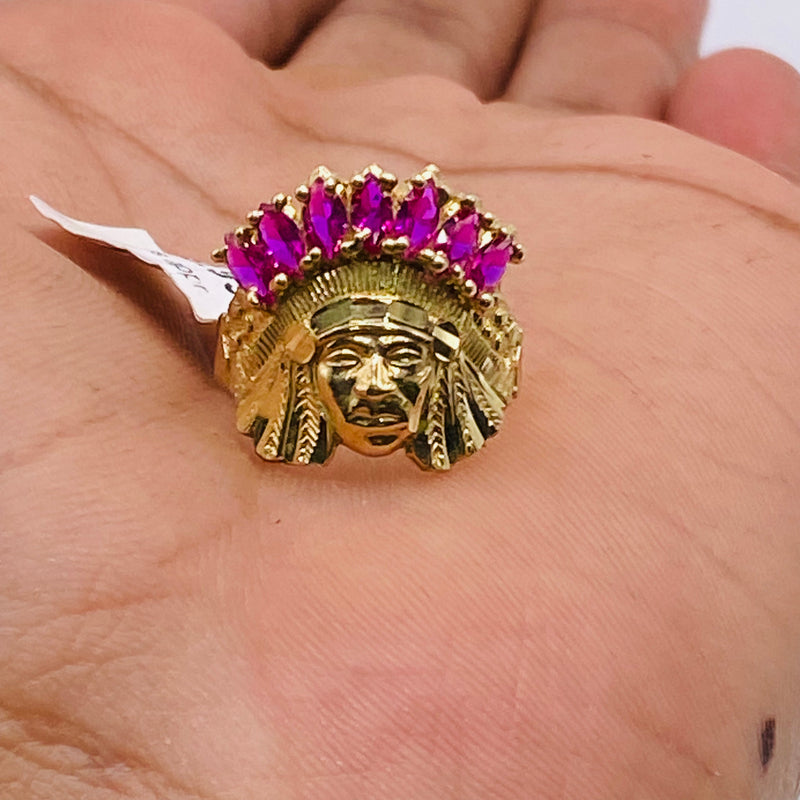 Real 10kt Gold Native American Chief Men’s Gold Ring