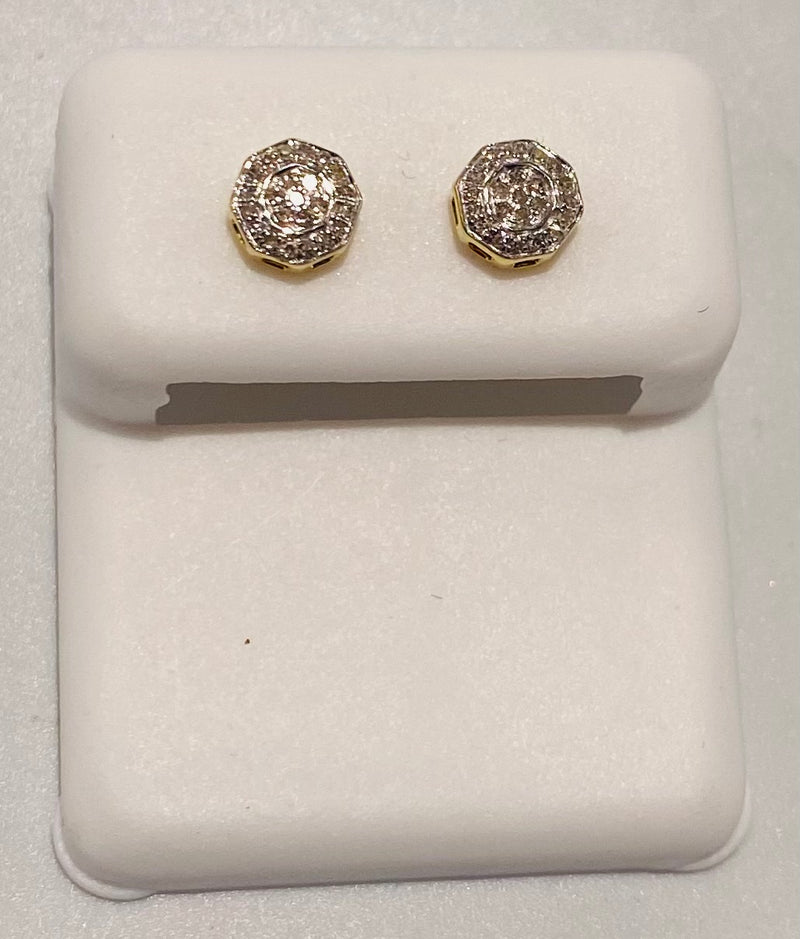 Genuine 10KT Gold 0.09 CTW Round Diamond Earrings