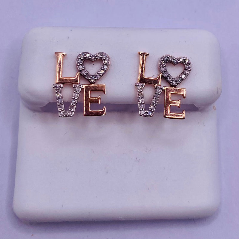 Genuine 10KT Rose Gold 0.15 CTW Diamond Earrings