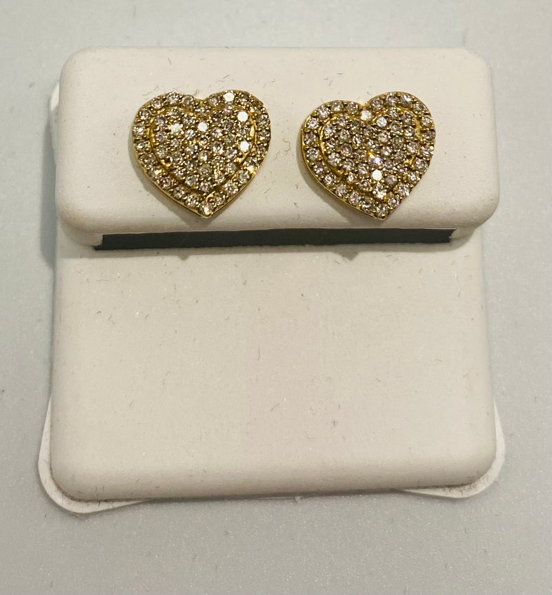 Genuine 10KT Gold 0.5 CTW  Heart shaped Diamond Earrings