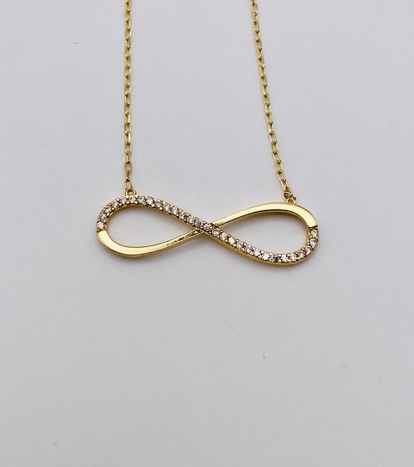 Real 10KT Gold Chain & ‘Infinite’ Charm with Cubic Zirconia Stones