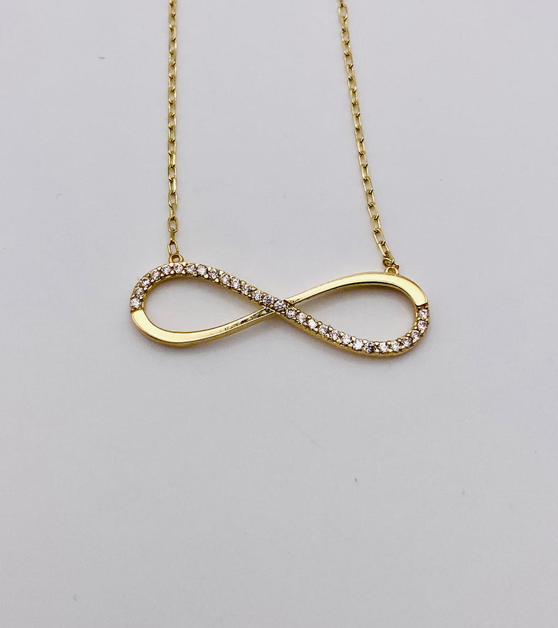 Real 10KT Gold Chain & ‘Infinite’ Charm with Cubic Zirconia Stones