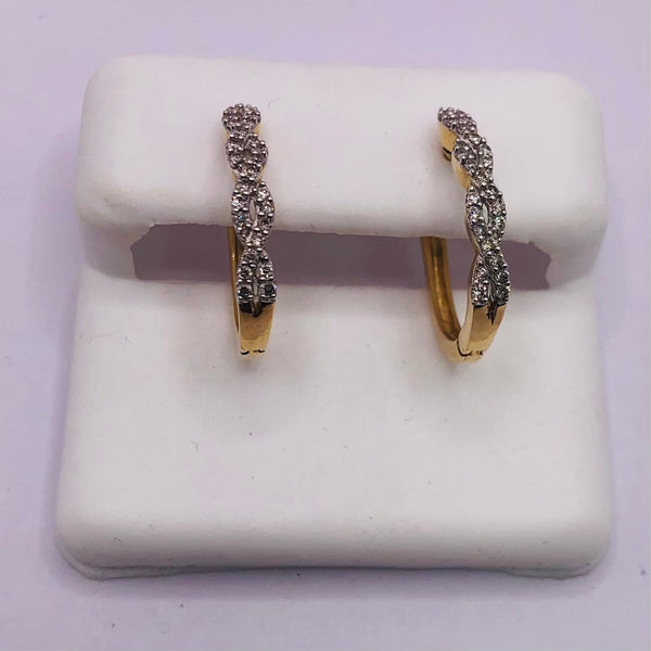 Genuine 10KT Gold & 0.25 CTW Diamond Earrings