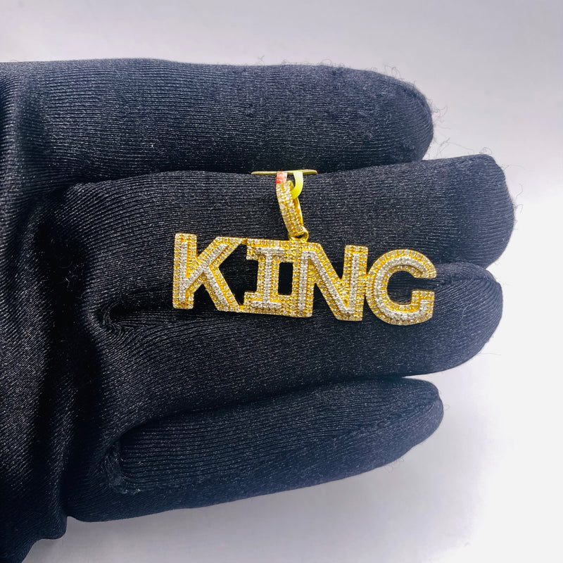 Real 10KT Gold with 0.68 CTW Diamond “KING” Charm