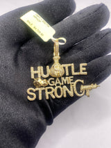 Real 10KT Gold and 1.20CTW Diamond Mens “Hustle Game Strong” Charm