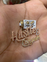 Real 10KT Yellow & Rose Gold, 0.85CTW Diamond Men Hustle 365 & Conquer Charm