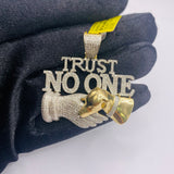 Real 10KT Gold with 1.54 CTW Diamond “TRUST NO ONE - for dog lovers” Charm