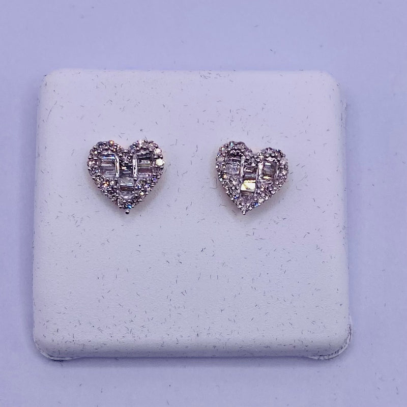 Genuine 10KT Gold 0.037 CTW  Heart shaped Diamond Earrings