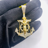 Real 10KT Gold with 0.61 CTW Diamond “Jesus Cross with Anchor” Charm