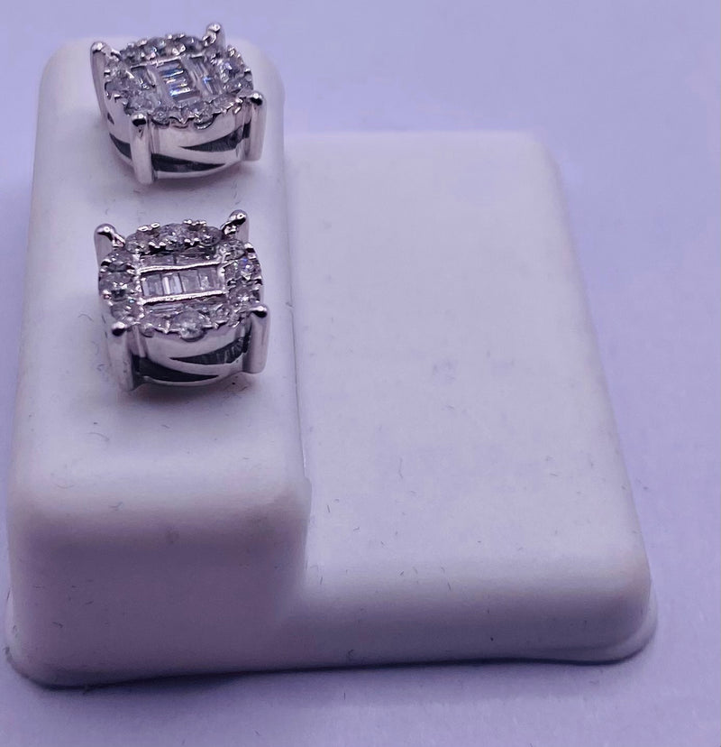 Genuine 10KT White Gold 0.61CTW Diamond Earrings