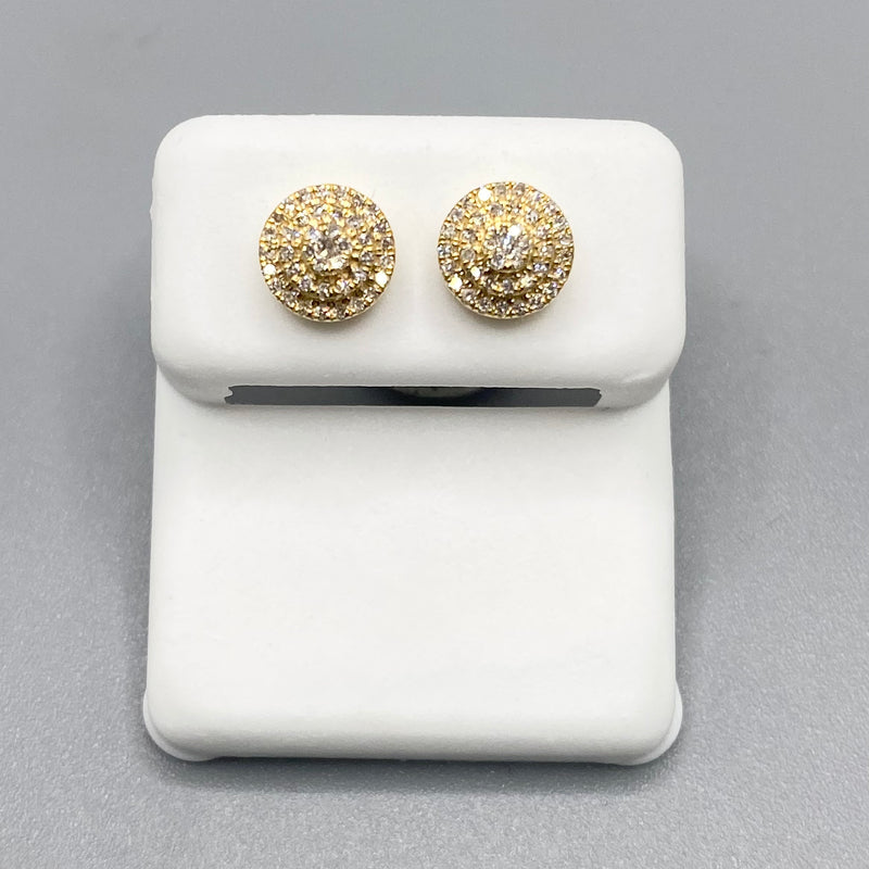 Genuine 10KT Gold & 0.23 CTW Circle Diamond Earrings