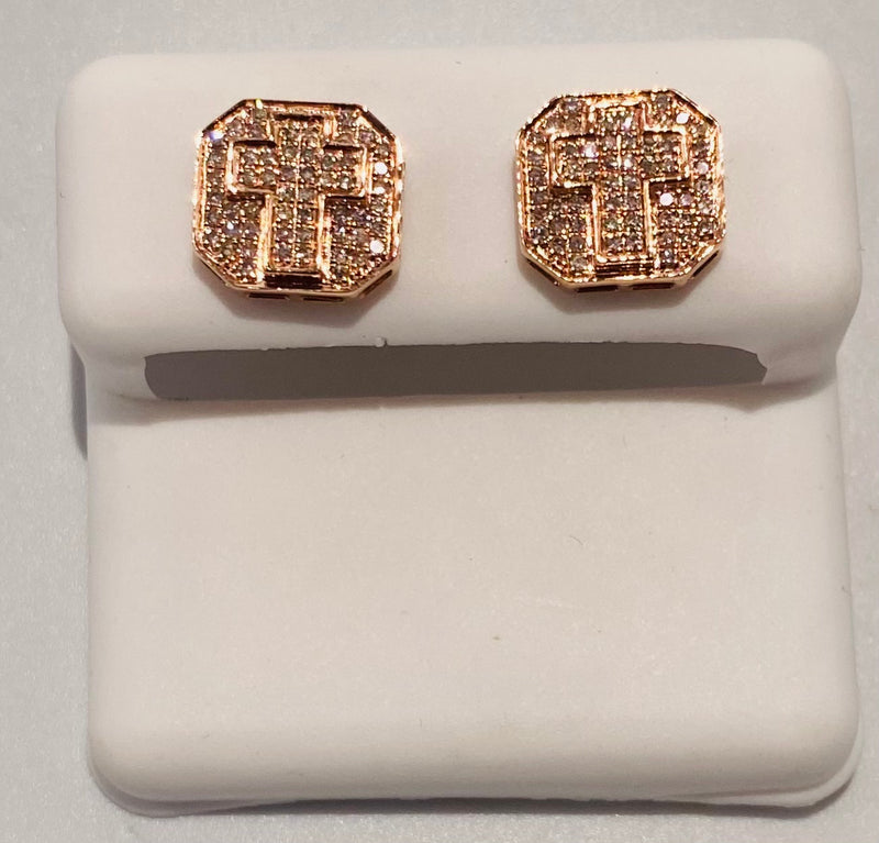 Genuine 10KT Rose Gold 0.3 CTW Diamond Earrings