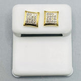 Genuine 10KT Gold 0.15 CTW Square Diamond Earrings