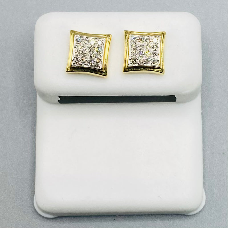 Genuine 10KT Gold 0.15 CTW Square Diamond Earrings