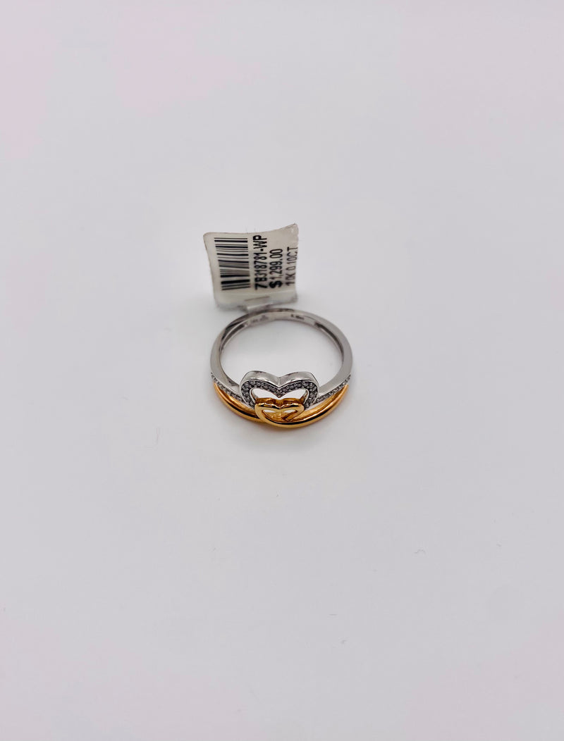 Real 10KT Gold & 0.10CTW Diamond Heart Ladies Ring