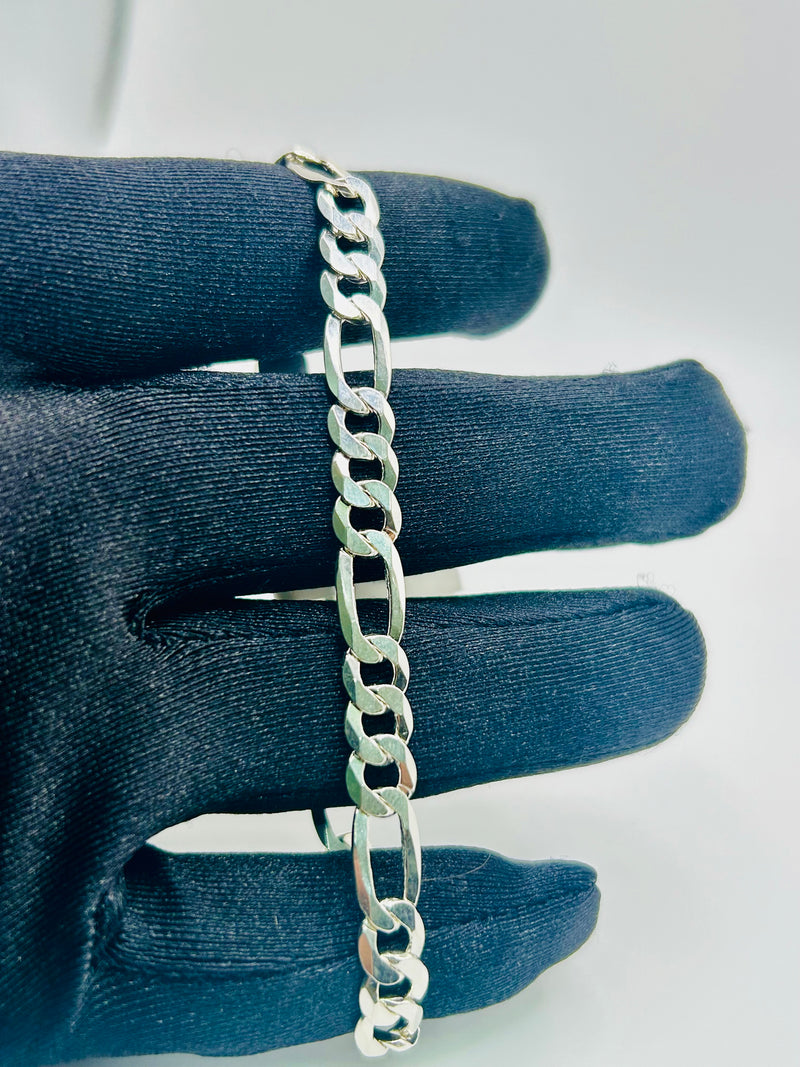 Real 925 Sterling Silver Figaro Bracelet