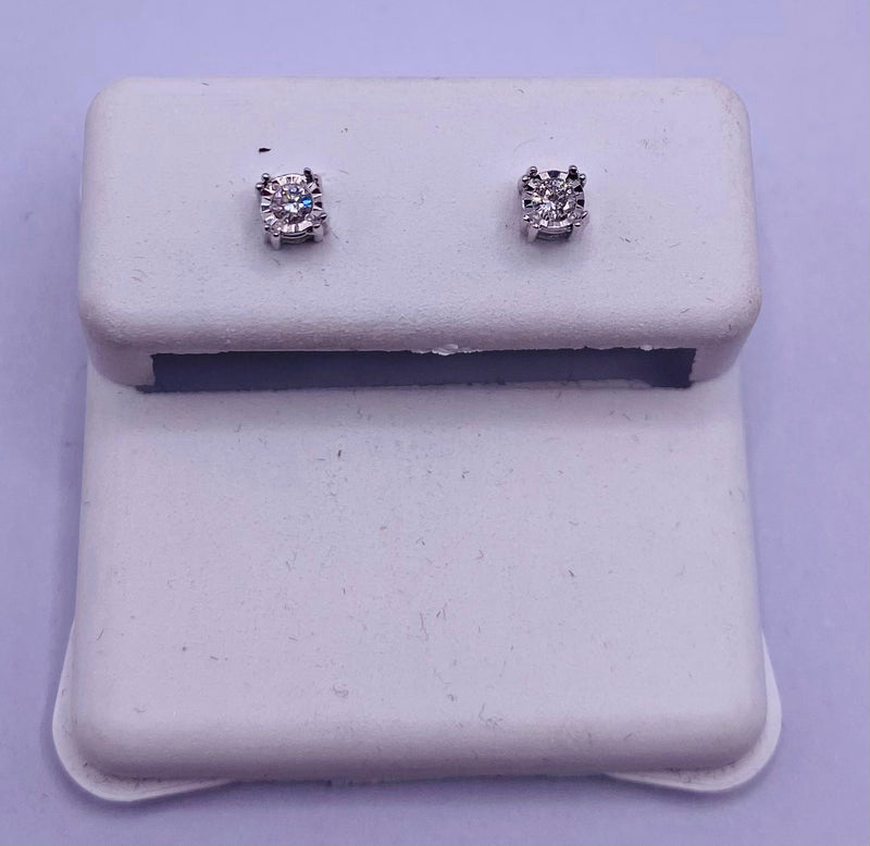 Genuine 10KT Gold 0.05 CTW Diamond Earrings