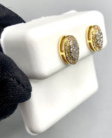 Genuine 10KT Gold 0.37 CTW Oval shaped Diamond Earrings