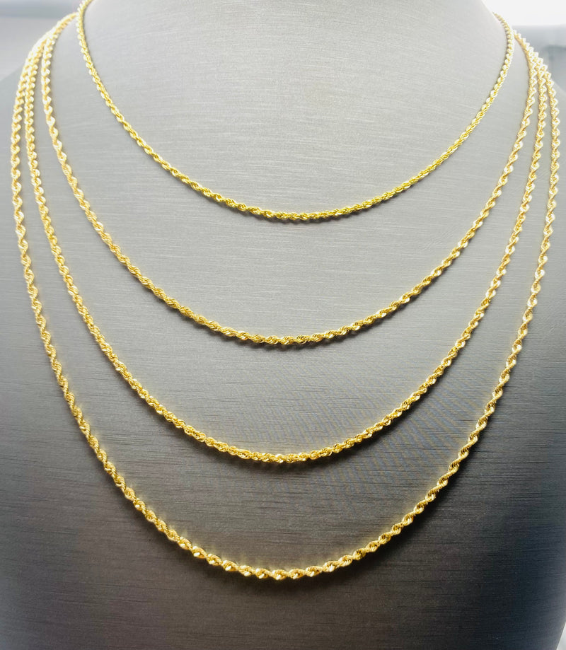 Real 10K Gold 2mm width Modern Style Rope Chains