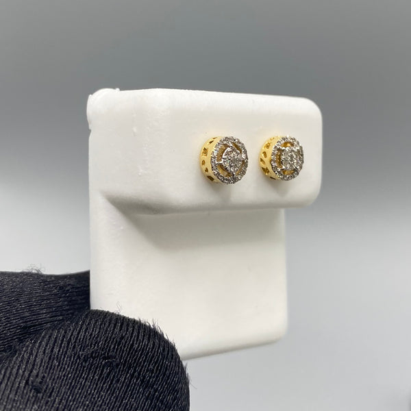 Genuine 10KT Gold & 0.1 CTW Circle Diamond Earrings