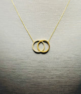 Real 10KT Gold Chain & ‘Interlocked Circle’ Charm with Cubic Zirconia Stones