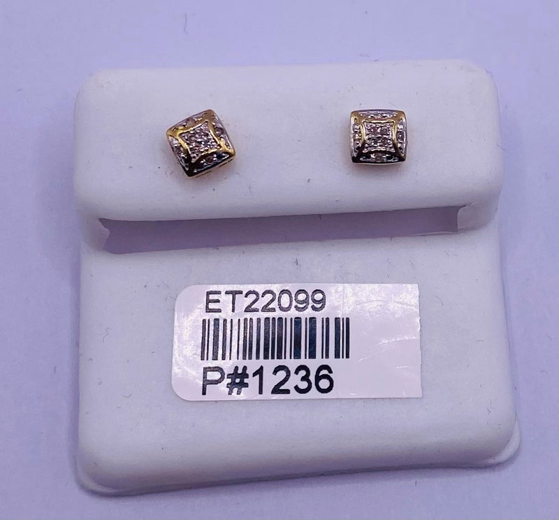 Genuine 10KT Gold 0.06 CTW Diamond Earrings