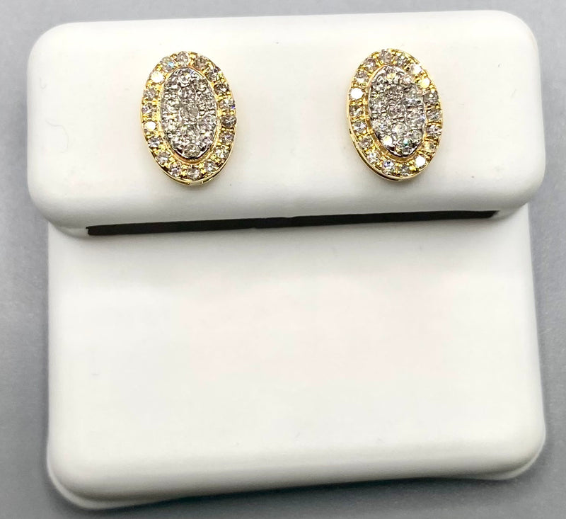 Genuine 10KT Gold 0.37 CTW Oval shaped Diamond Earrings