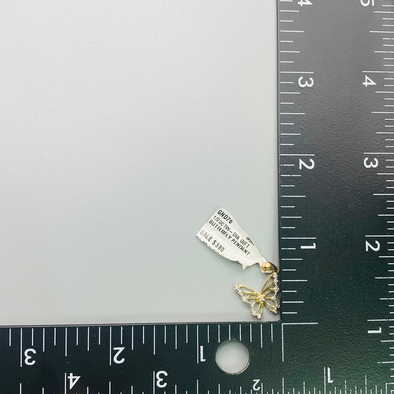 Real 10KT Gold with 0.5 CTW Diamond Butterfly shaped Charm