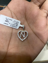 Real 10KT Gold with 0.28 Diamond Charm Letter “N”