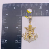 Real 10KT Gold with 0.61 CTW Diamond “Jesus Cross with Anchor” Charm