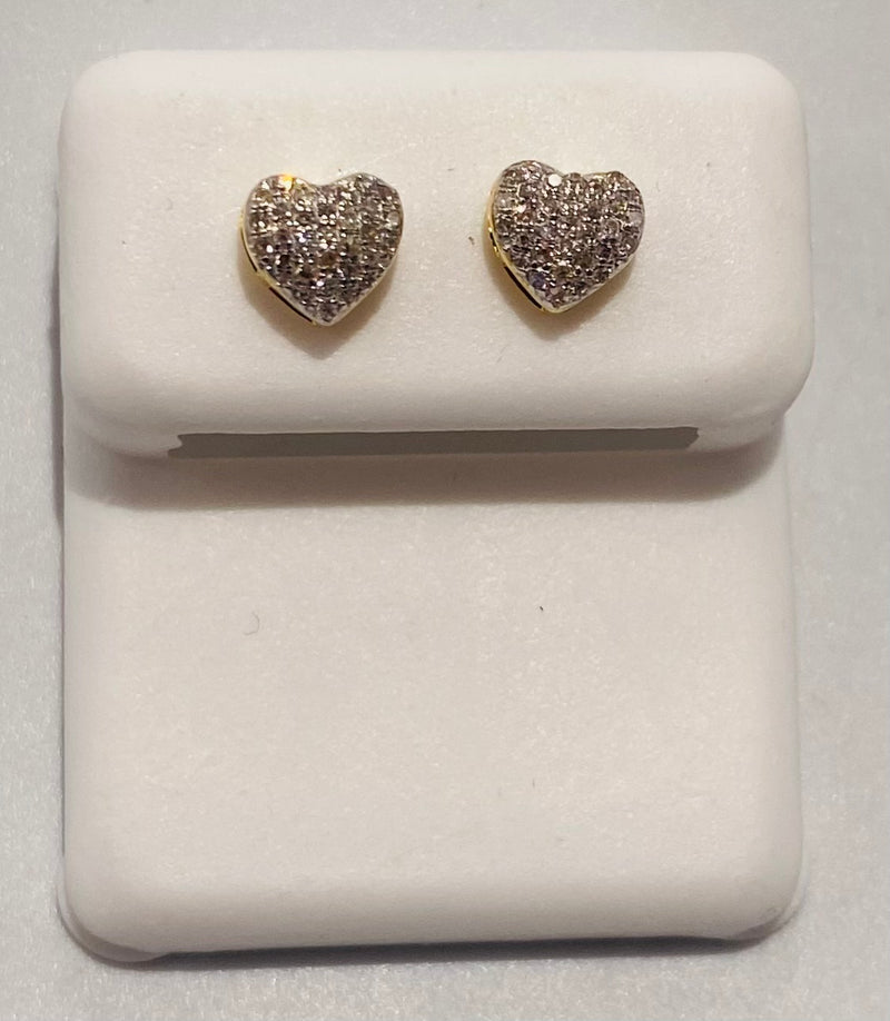 Genuine 10KT Gold 0.14 CTW Heart Diamond Earrings