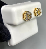 Genuine 10KT Gold 0.14 Flower shaped Diamond Earrings