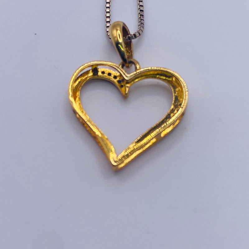 925 Sterling Yellow Silver and 0.41CTW Diamond Heart Charm