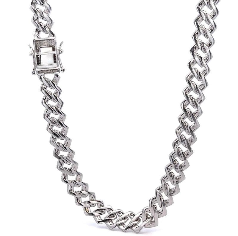 925 Silver 10mm Moissanite Cuban 20 inches Chains IJ995901