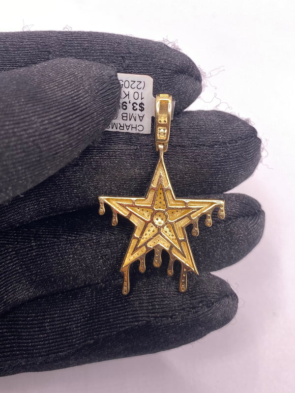 Real 10KT Gold with 0.55 CTW Diamond “Dripping Star” Charm