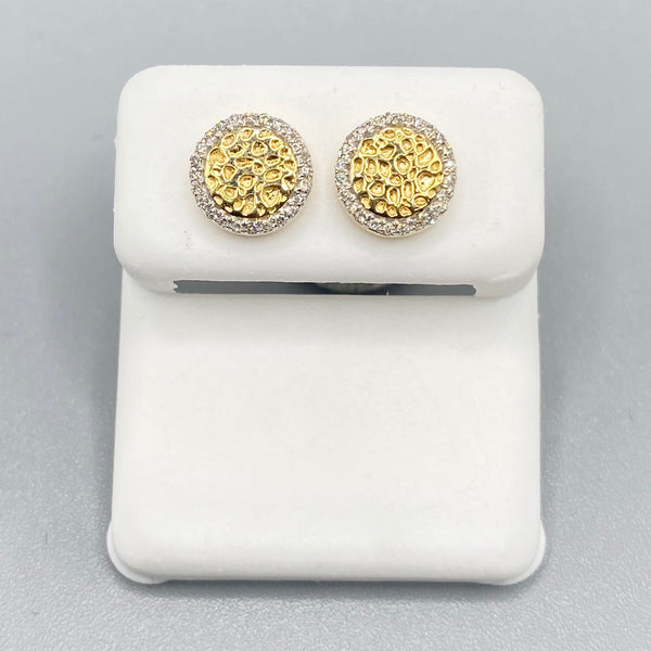 Genuine 10KT Gold & 0.13 CTW Circle Diamond Earrings